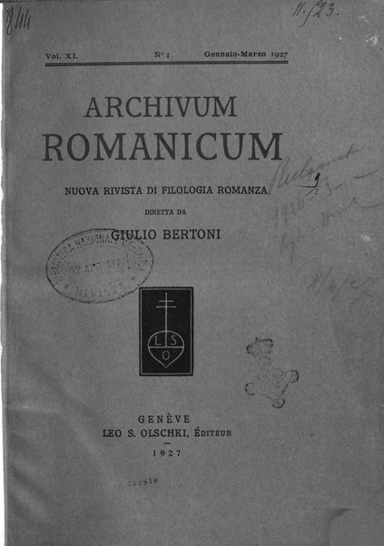 Archivum romanicum nuova rivista di filologia romanza