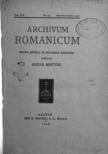 Archivum romanicum nuova rivista di filologia romanza