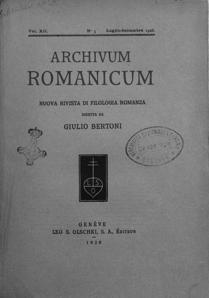 Archivum romanicum nuova rivista di filologia romanza