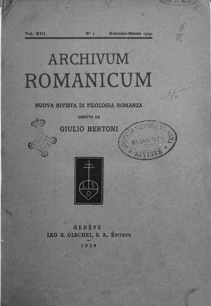 Archivum romanicum nuova rivista di filologia romanza