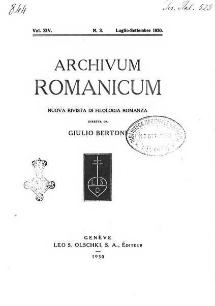 Archivum romanicum nuova rivista di filologia romanza