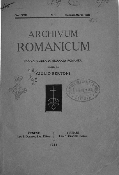 Archivum romanicum nuova rivista di filologia romanza