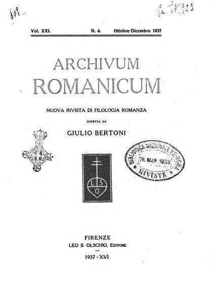 Archivum romanicum nuova rivista di filologia romanza