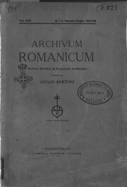 Archivum romanicum nuova rivista di filologia romanza