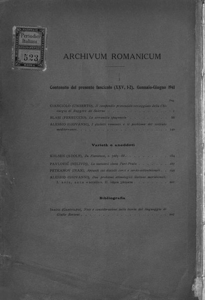 Archivum romanicum nuova rivista di filologia romanza