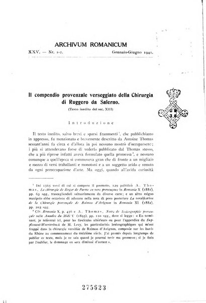 Archivum romanicum nuova rivista di filologia romanza