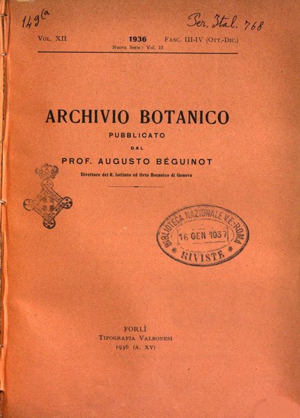 Archivio botanico pubblicato da Augusto Béguinot