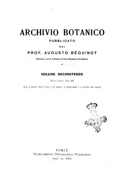 Archivio botanico pubblicato da Augusto Béguinot