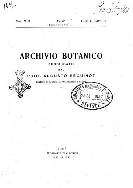 Archivio botanico pubblicato da Augusto Béguinot