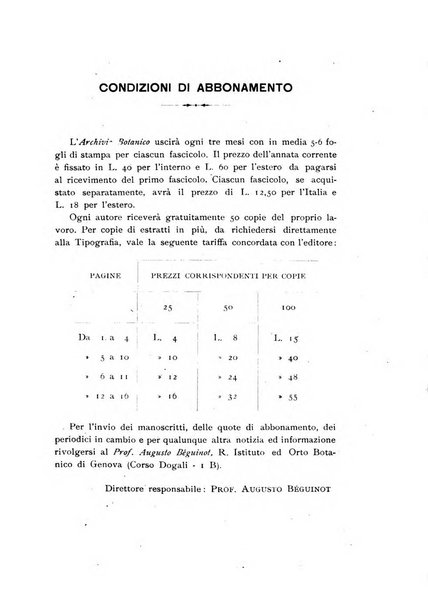 Archivio botanico pubblicato da Augusto Béguinot