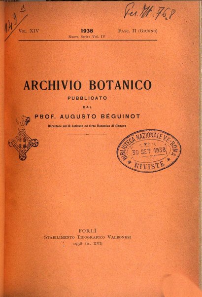 Archivio botanico pubblicato da Augusto Béguinot