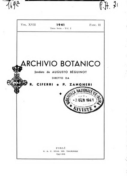 Archivio botanico pubblicato da Augusto Béguinot