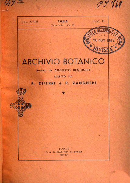 Archivio botanico pubblicato da Augusto Béguinot