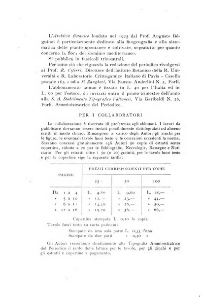 Archivio botanico pubblicato da Augusto Béguinot