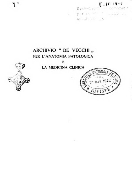 Archivio De Vecchi per l'anatomia patologica e la medicina clinica