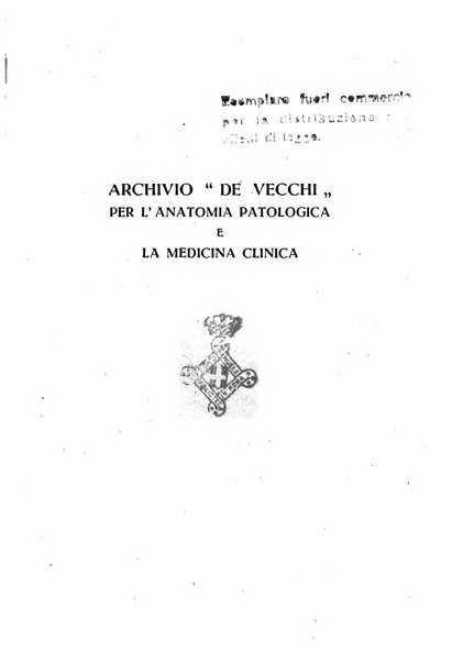 Archivio De Vecchi per l'anatomia patologica e la medicina clinica