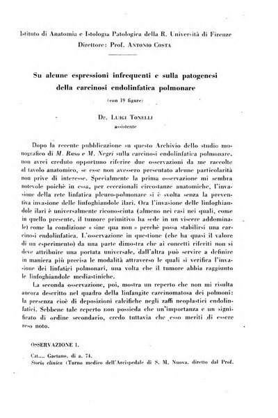 Archivio De Vecchi per l'anatomia patologica e la medicina clinica