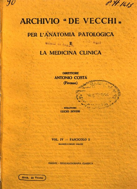 Archivio De Vecchi per l'anatomia patologica e la medicina clinica