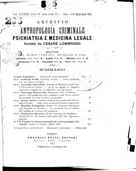 Archivio di antropologia criminale, psichiatria e medicina legale organo ufficiale della Associazione italiana di medicina legale e delle assicurazioni