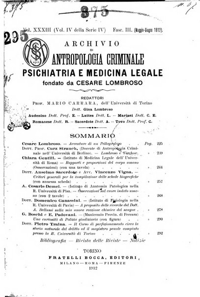 Archivio di antropologia criminale, psichiatria e medicina legale organo ufficiale della Associazione italiana di medicina legale e delle assicurazioni