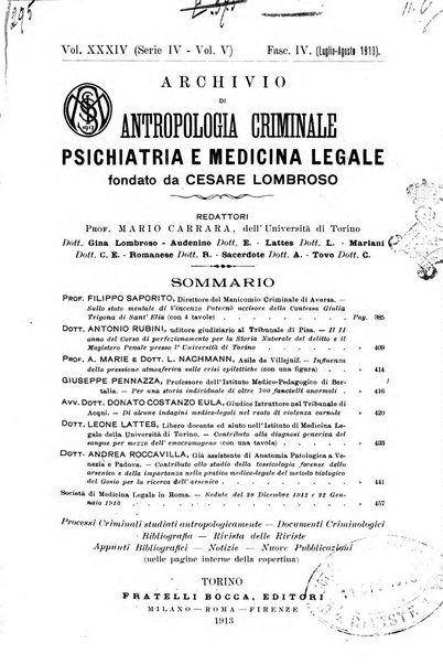 Archivio di antropologia criminale, psichiatria e medicina legale organo ufficiale della Associazione italiana di medicina legale e delle assicurazioni