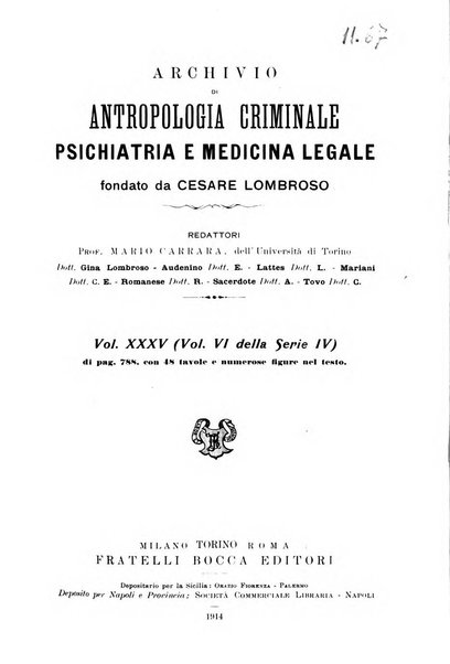 Archivio di antropologia criminale, psichiatria e medicina legale organo ufficiale della Associazione italiana di medicina legale e delle assicurazioni