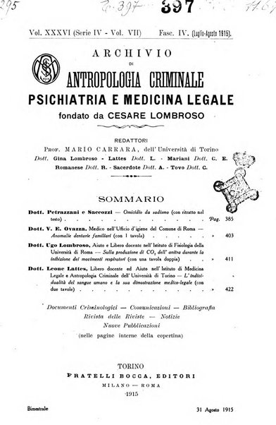 Archivio di antropologia criminale, psichiatria e medicina legale organo ufficiale della Associazione italiana di medicina legale e delle assicurazioni