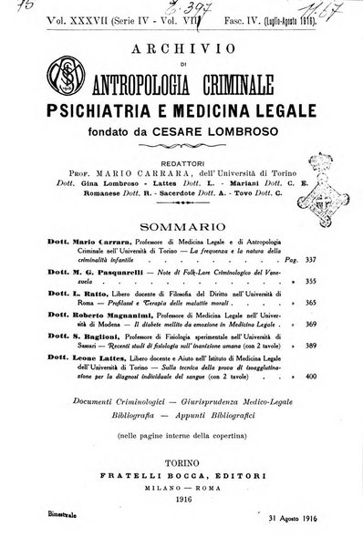 Archivio di antropologia criminale, psichiatria e medicina legale organo ufficiale della Associazione italiana di medicina legale e delle assicurazioni