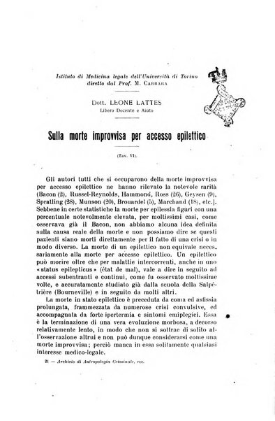 Archivio di antropologia criminale, psichiatria e medicina legale organo ufficiale della Associazione italiana di medicina legale e delle assicurazioni