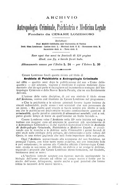 Archivio di antropologia criminale, psichiatria e medicina legale organo ufficiale della Associazione italiana di medicina legale e delle assicurazioni