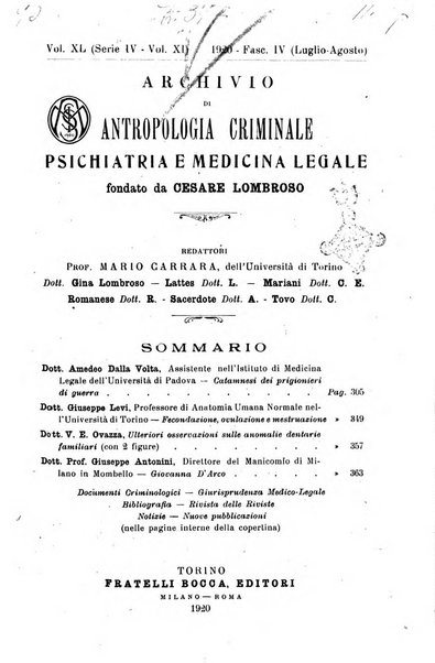 Archivio di antropologia criminale, psichiatria e medicina legale organo ufficiale della Associazione italiana di medicina legale e delle assicurazioni