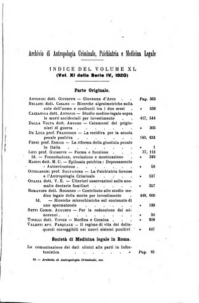 Archivio di antropologia criminale, psichiatria e medicina legale organo ufficiale della Associazione italiana di medicina legale e delle assicurazioni