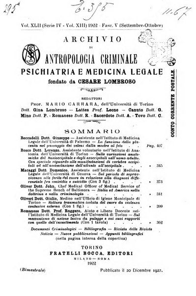 Archivio di antropologia criminale, psichiatria e medicina legale organo ufficiale della Associazione italiana di medicina legale e delle assicurazioni