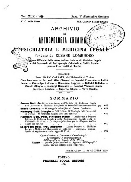 Archivio di antropologia criminale, psichiatria e medicina legale organo ufficiale della Associazione italiana di medicina legale e delle assicurazioni