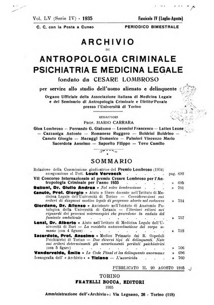 Archivio di antropologia criminale, psichiatria e medicina legale organo ufficiale della Associazione italiana di medicina legale e delle assicurazioni