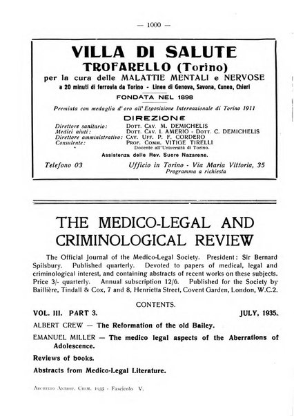 Archivio di antropologia criminale, psichiatria e medicina legale organo ufficiale della Associazione italiana di medicina legale e delle assicurazioni