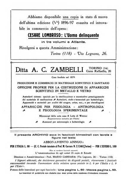 Archivio di antropologia criminale, psichiatria e medicina legale organo ufficiale della Associazione italiana di medicina legale e delle assicurazioni