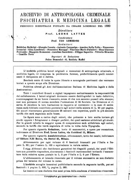 Archivio di antropologia criminale, psichiatria e medicina legale organo ufficiale della Associazione italiana di medicina legale e delle assicurazioni