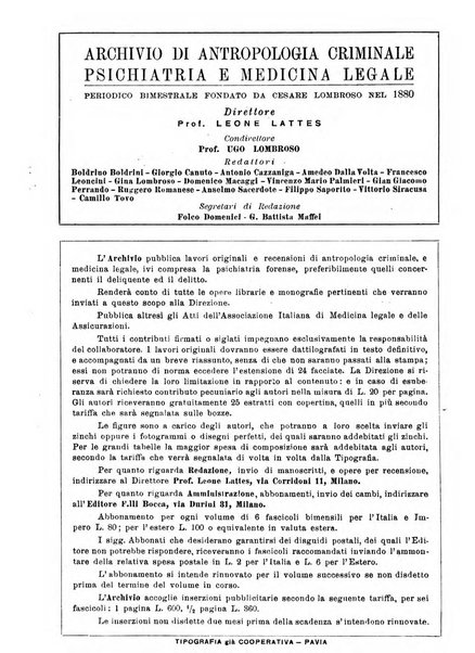 Archivio di antropologia criminale, psichiatria e medicina legale organo ufficiale della Associazione italiana di medicina legale e delle assicurazioni