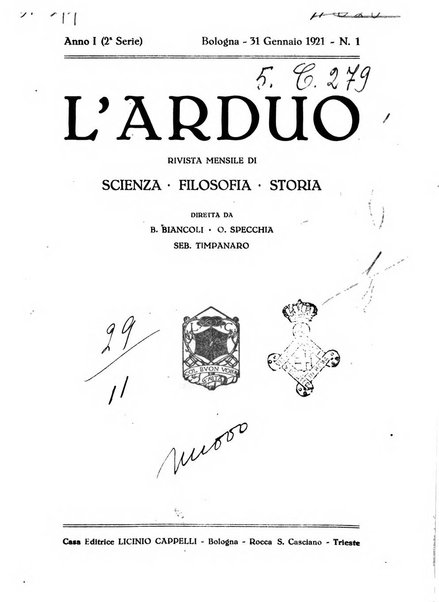 L'arduo rivista mensile di scienza, filosofia, storia