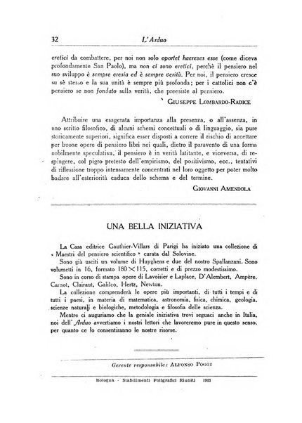 L'arduo rivista mensile di scienza, filosofia, storia