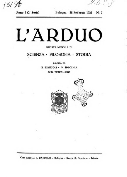 L'arduo rivista mensile di scienza, filosofia, storia