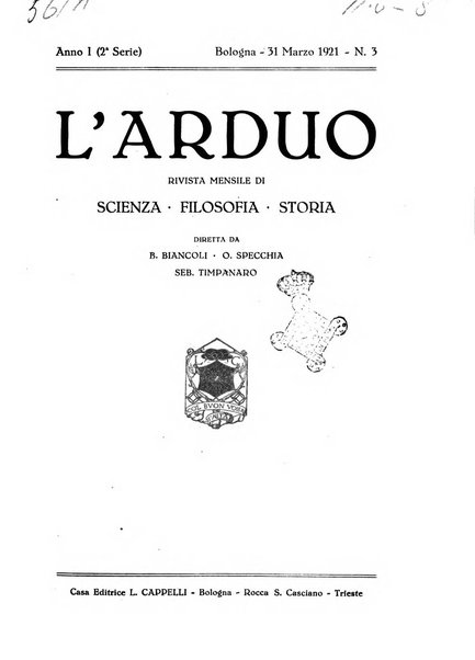 L'arduo rivista mensile di scienza, filosofia, storia