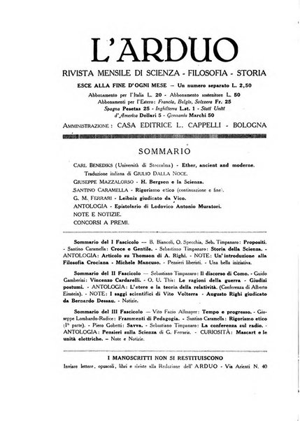 L'arduo rivista mensile di scienza, filosofia, storia