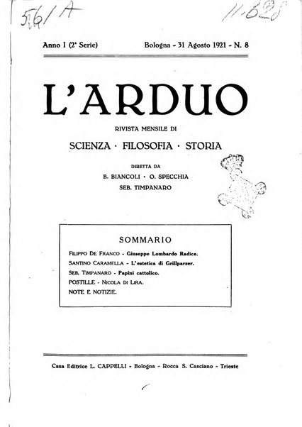 L'arduo rivista mensile di scienza, filosofia, storia