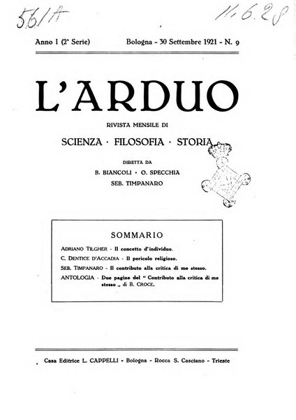 L'arduo rivista mensile di scienza, filosofia, storia