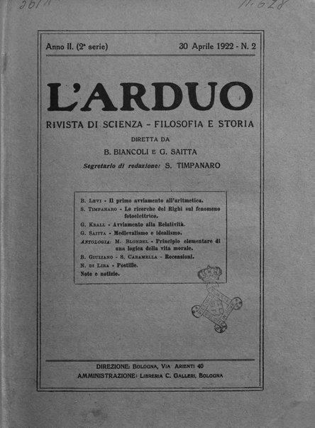 L'arduo rivista mensile di scienza, filosofia, storia