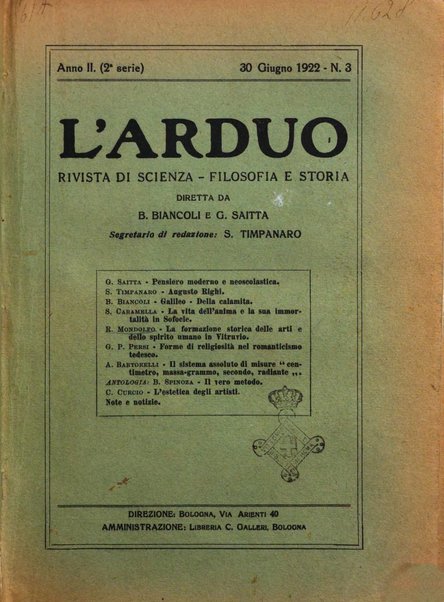 L'arduo rivista mensile di scienza, filosofia, storia