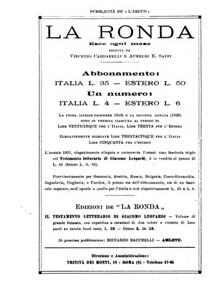 L'arduo rivista mensile di scienza, filosofia, storia