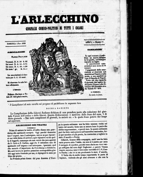 L'Arlecchino : giornale comico politico di tutti i colori